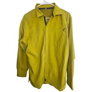 Cabelas Guidewear Shirt Men L? Yellow Vented LS Button Outdoor Hiking Camping